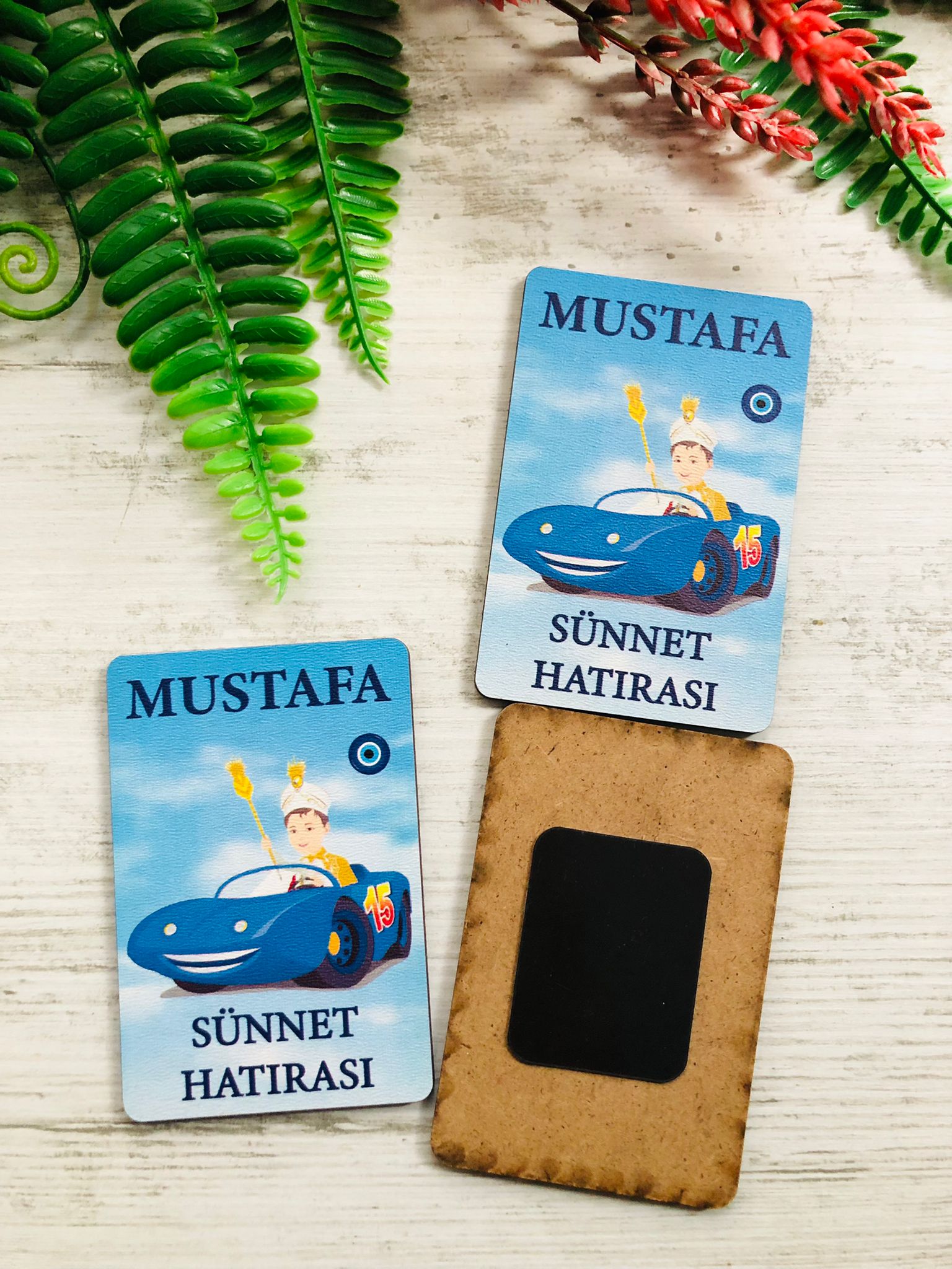 Sünnet  Araba Temalı  3 mm Ahşap Magnet