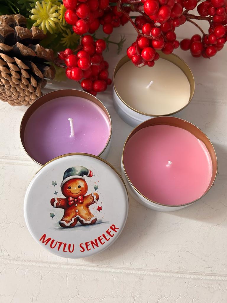 Yılbaşı-Noel-Yeni Yıl Mumlu  Mini Metal Kutu