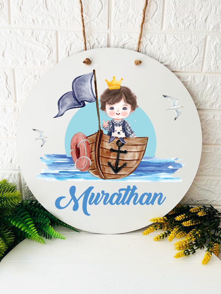 38 cm Ahşap Kapı Süsü-Gemi Denizci Temalı