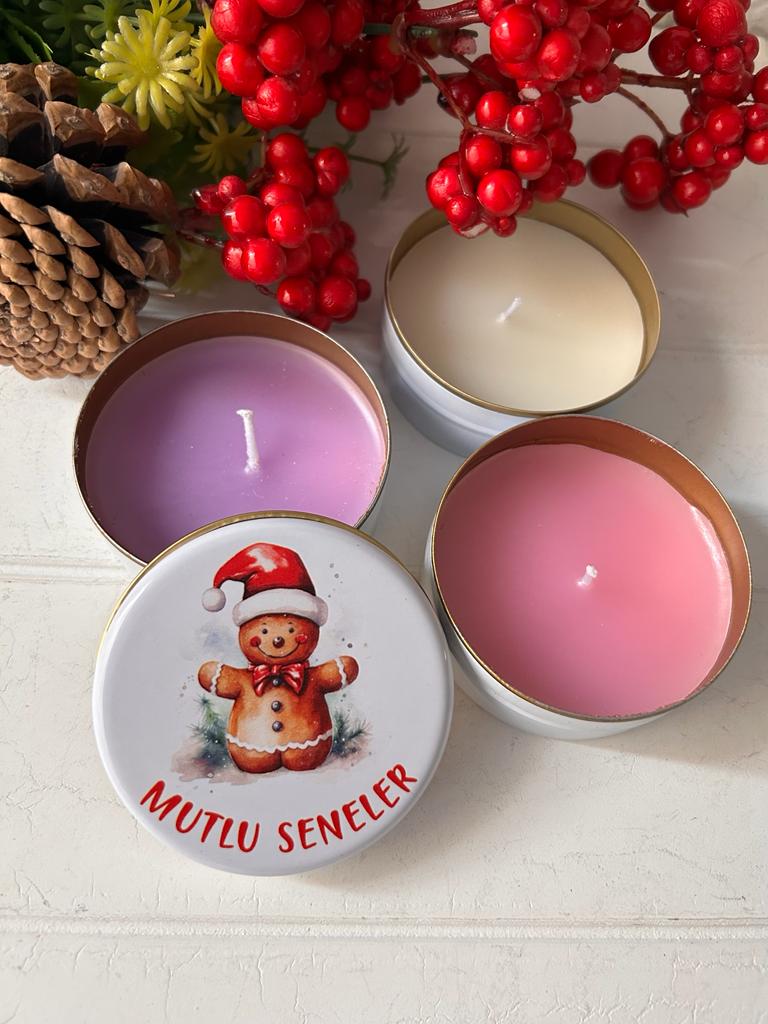 Yılbaşı-Noel-Yeni Yıl Mumlu  Mini Metal Kutu