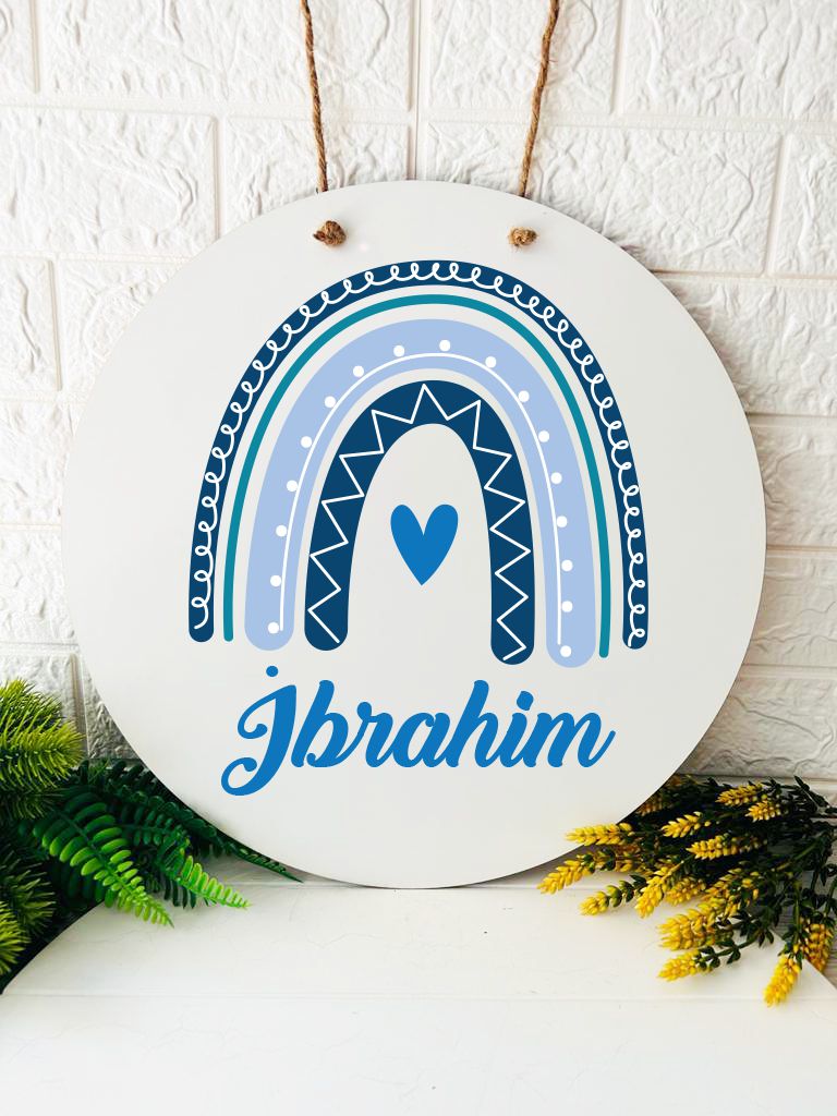 38 cm Ahşap Kapı Süsü-Bohem Gökkuşağı Temalı