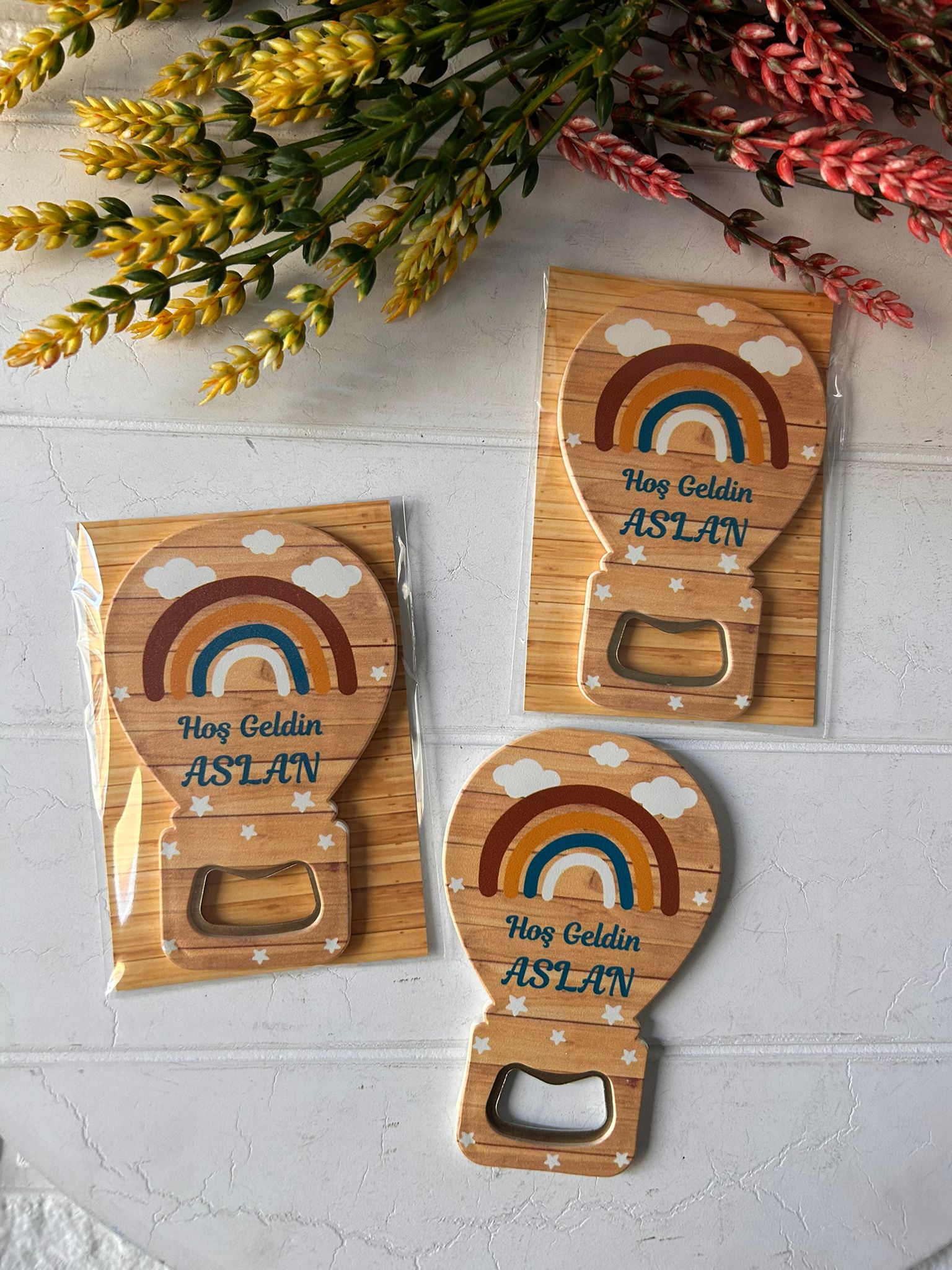 Ahşap Zemin Gökkuşağı  Balon Magnet