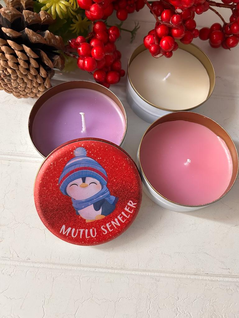 Yılbaşı-Noel-Yeni Yıl Mumlu  Mini Metal Kutu