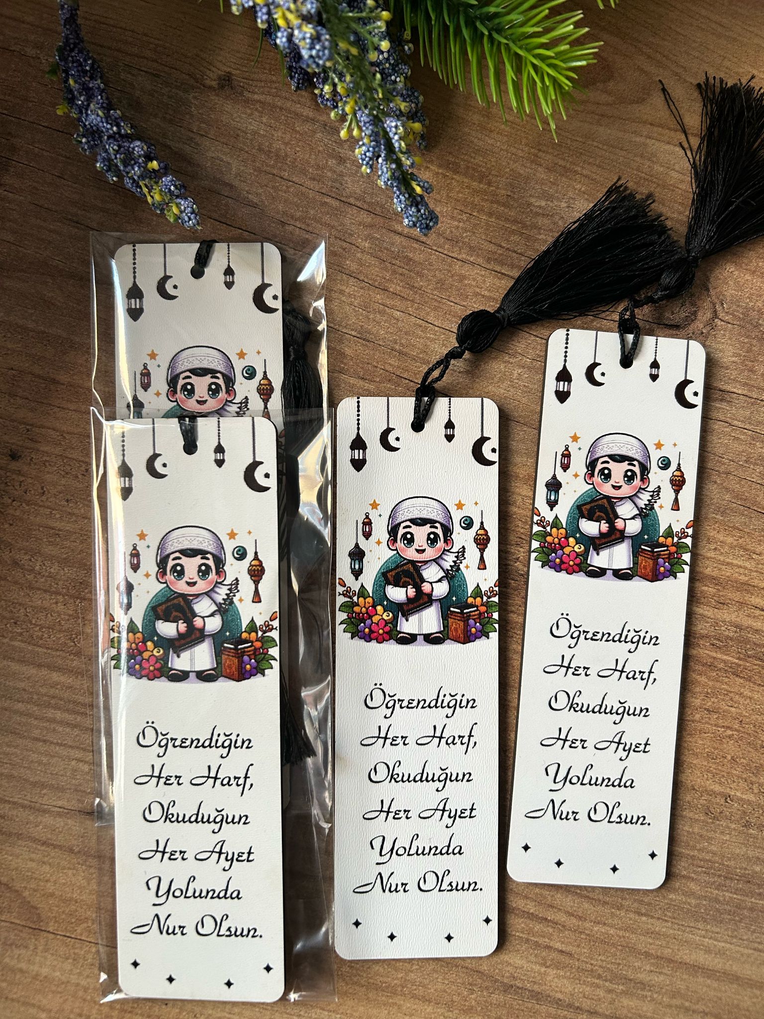 5x17 cm Ahşap Kitap Ayraçları -Kuran Okuyorum Temalı