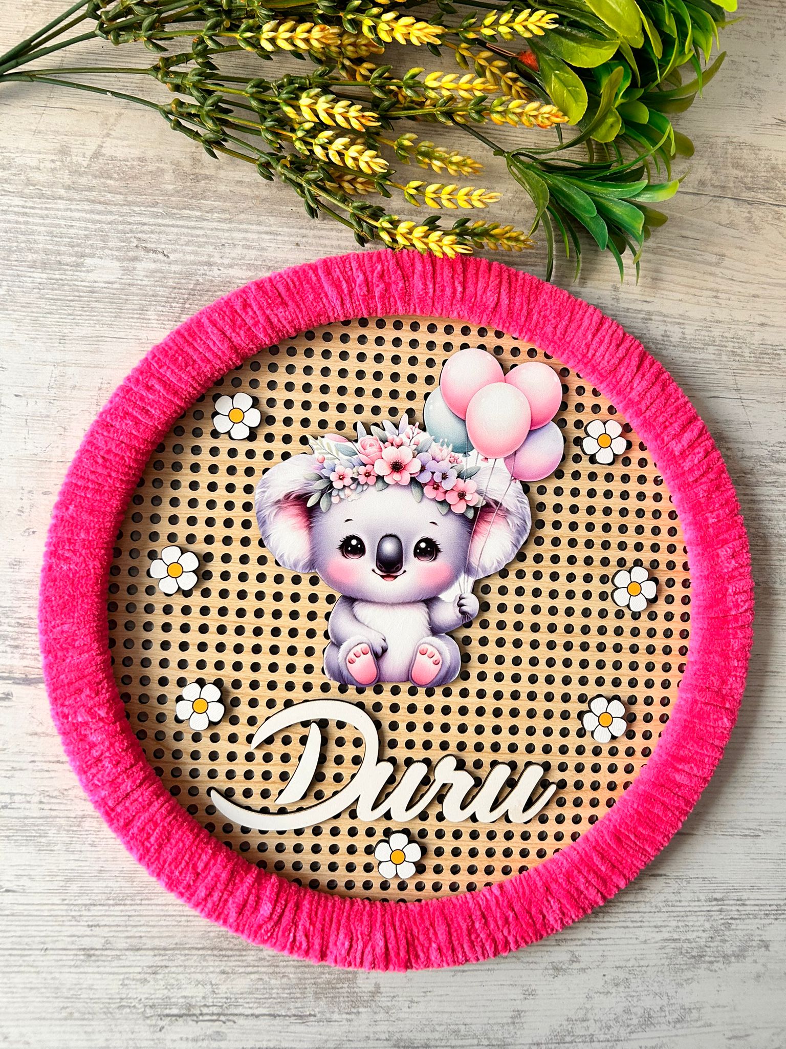 Kasnaklı  Ahşap Kapı Süsü Şirin Koala