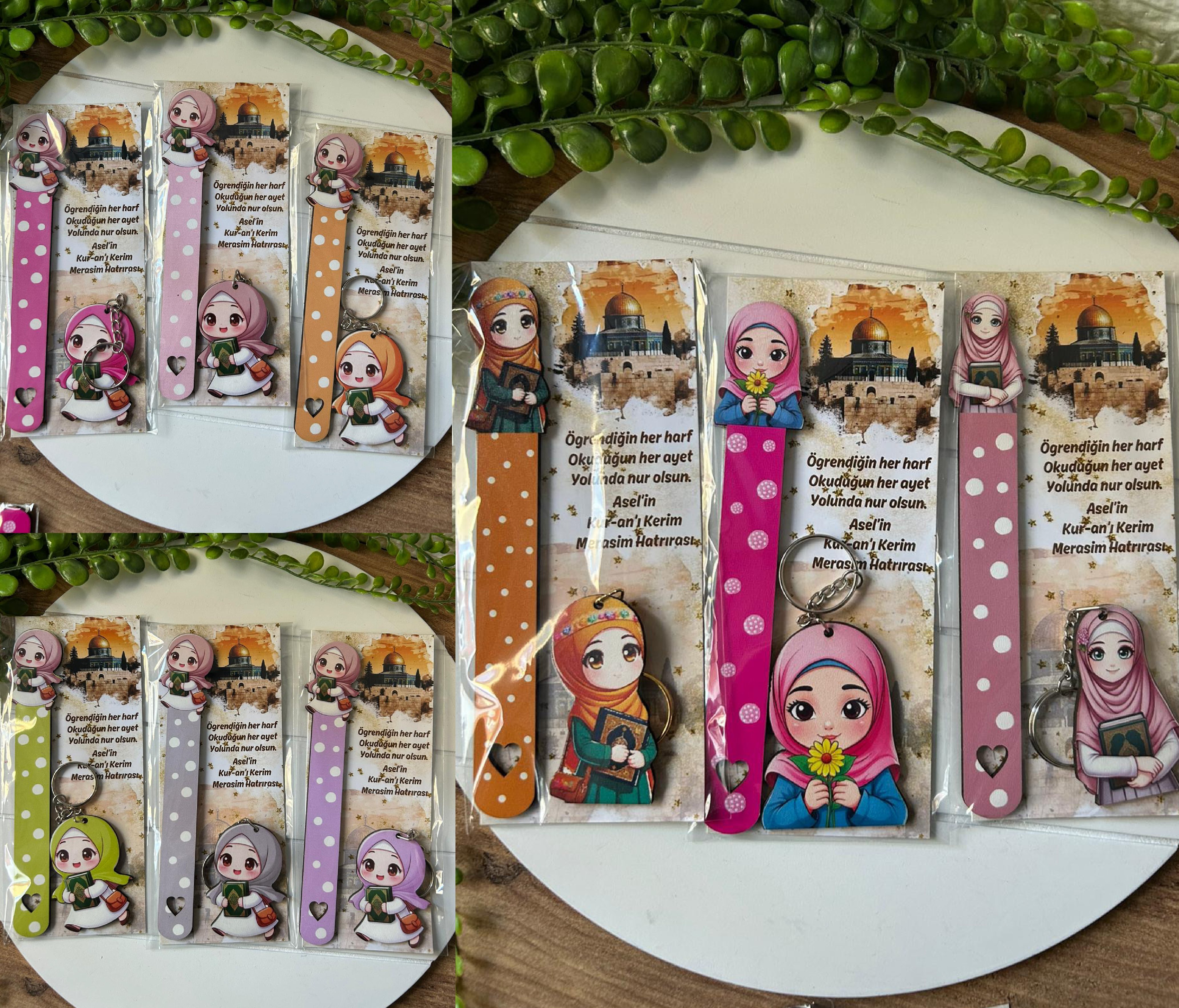 Kız Çocuk Kuran Okuyorum Hediyelik 2 li Set (  Ayraç  ve anahtarlık  )