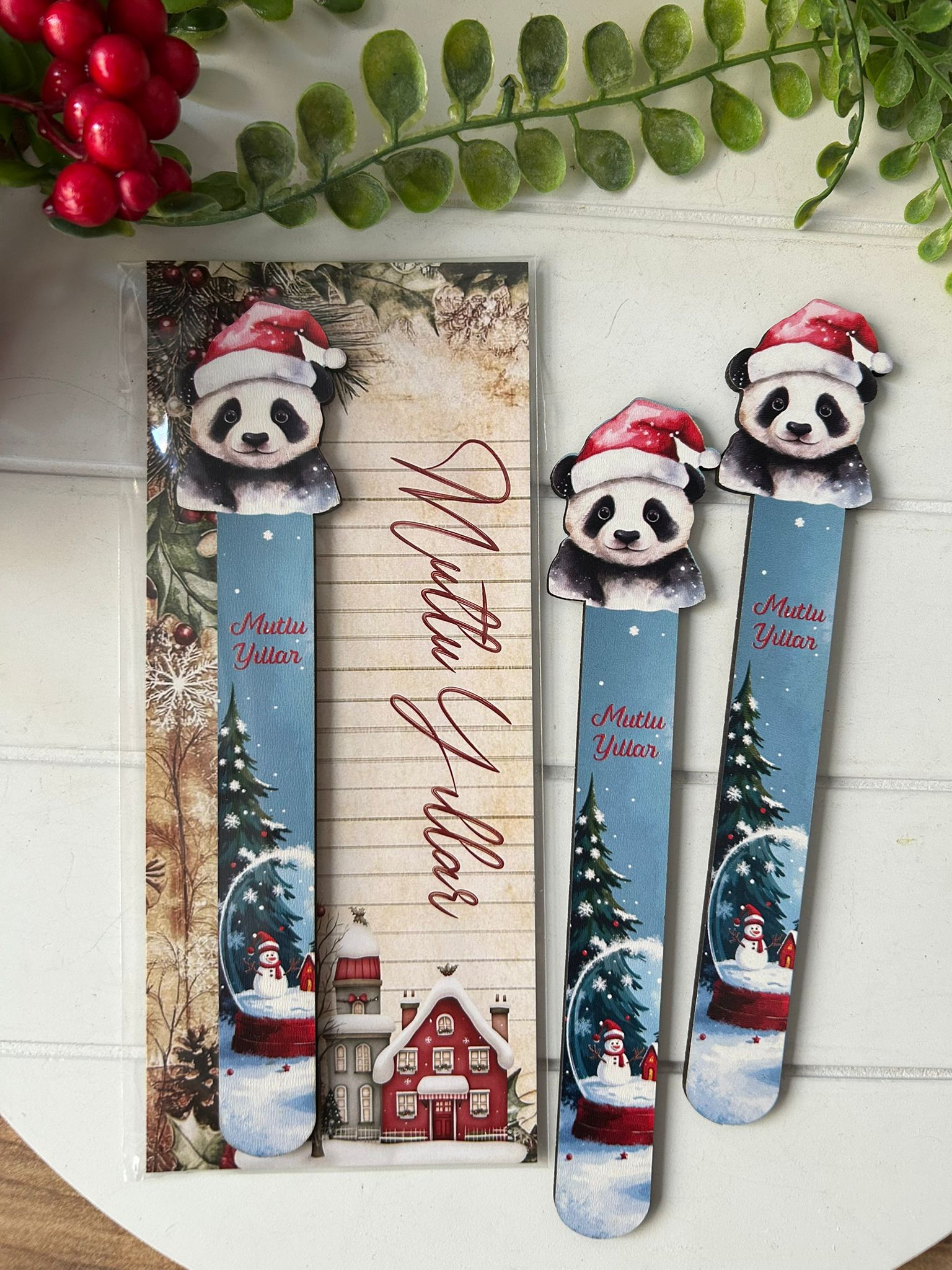 Ahşap Kitap Ayraçları -Noel Yeni Yıl Temalı