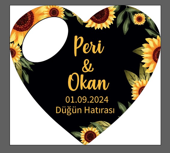 Ay Çiçek Temalı Kalp Magnet