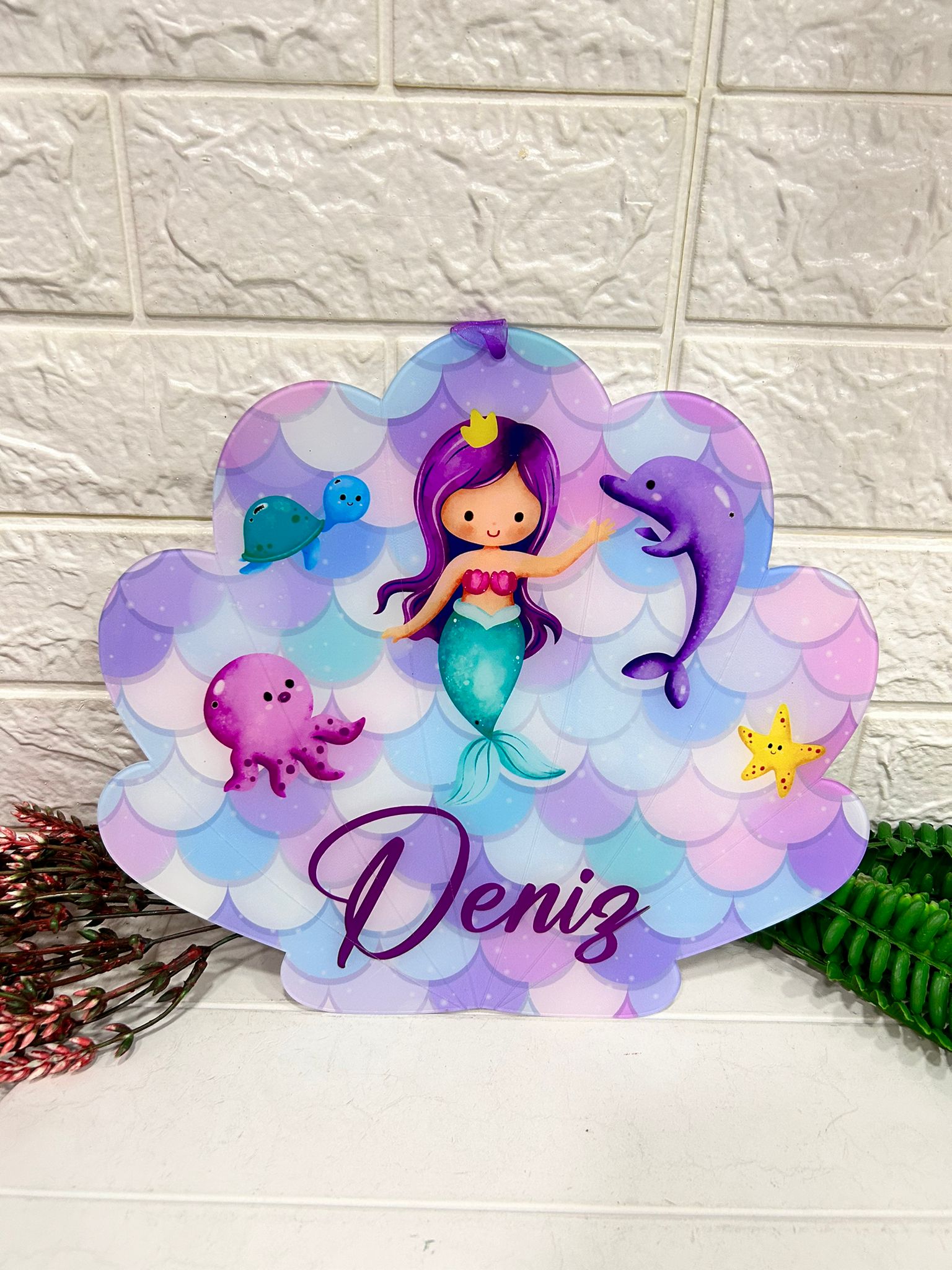 PLEKSİ KAPI SÜSÜ 30 CM İSTİRİDYE-DENİZ KIZI