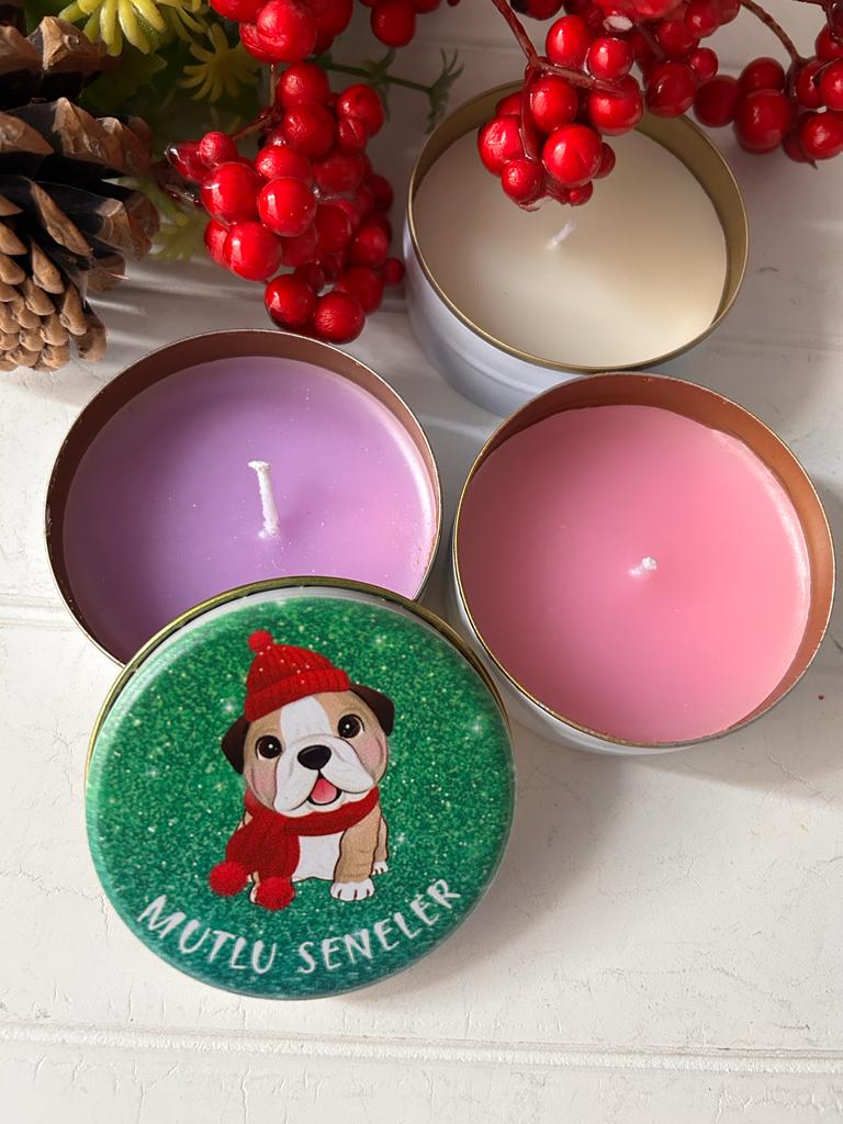 Yılbaşı-Noel-Yeni Yıl Mumlu  Mini Metal Kutu