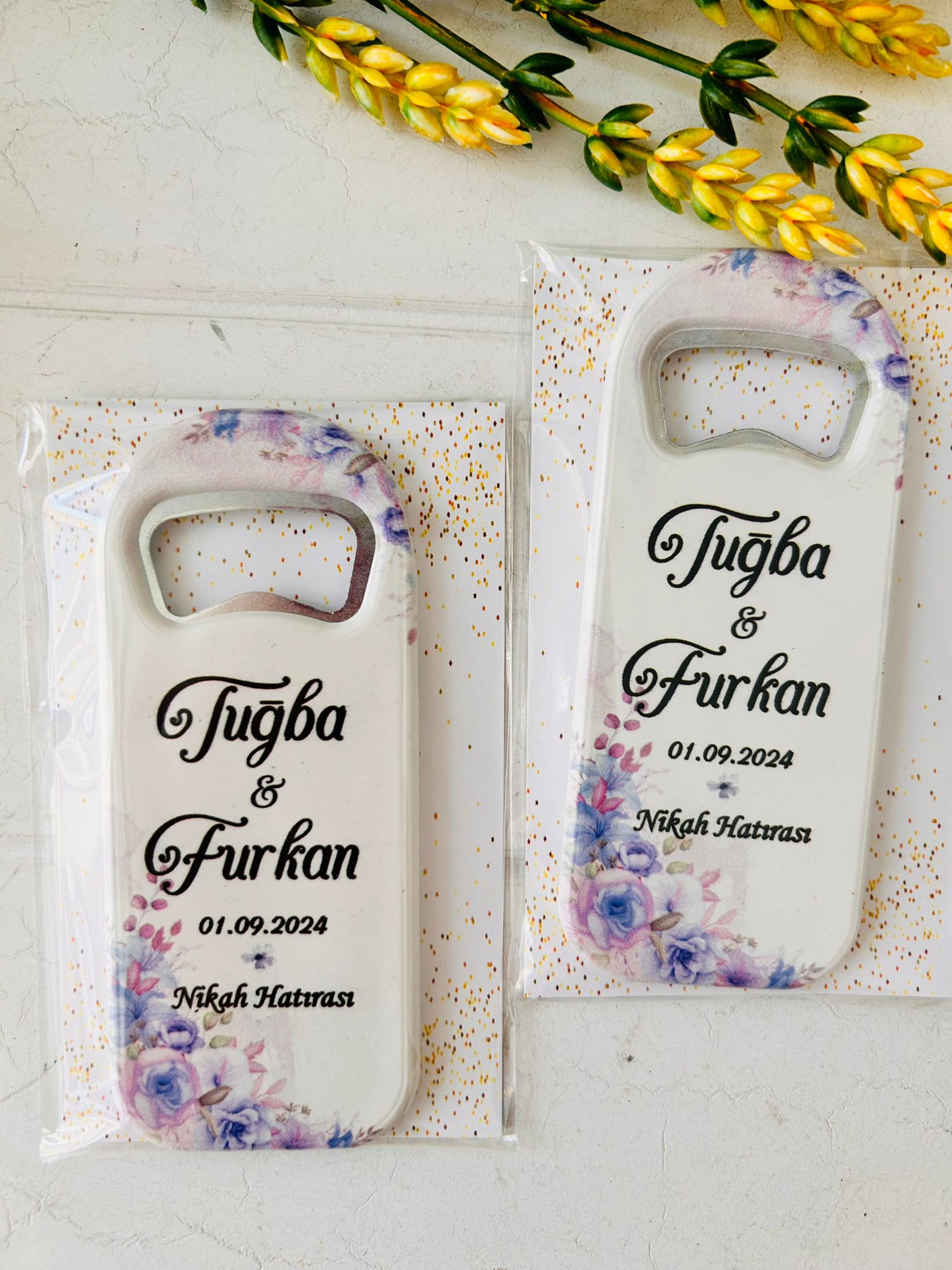 MOR ÇİÇEK  TEMALI UZUN AÇACAKLI MAGNET