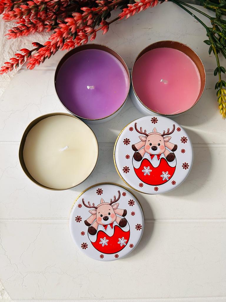 Yılbaşı-Noel-Yeni Yıl Mumlu  Mini Metal Kutu