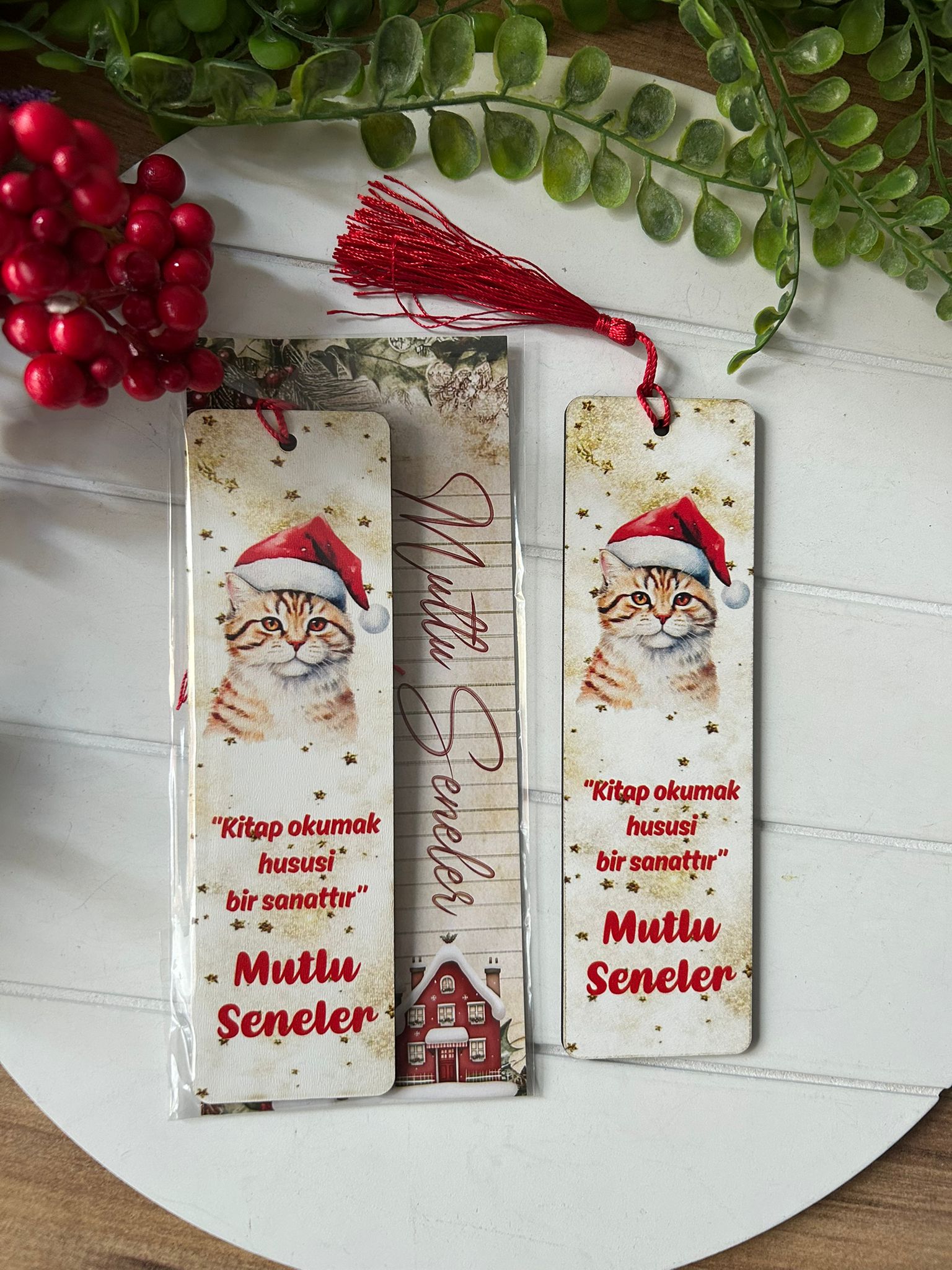 Ahşap Kitap Ayraçları -Noel Yeni Yıl Temalı
