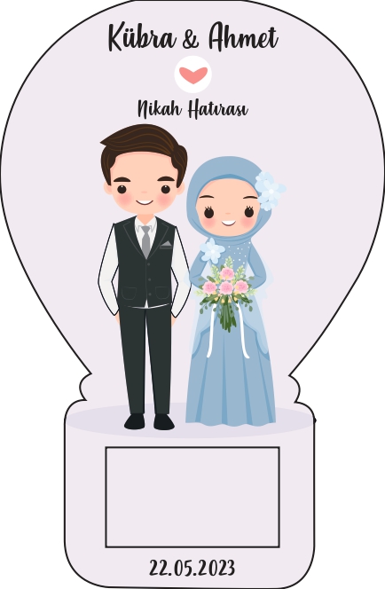 Gelin ve Damat Temalı Balon Magnet