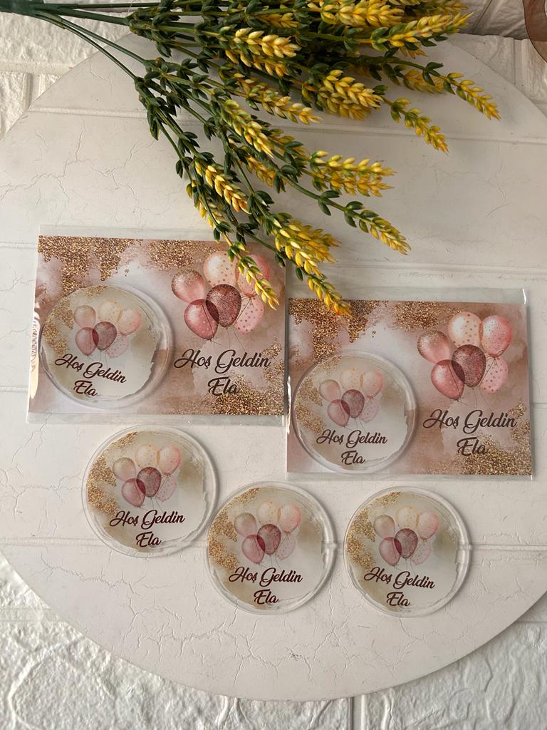 Simli Balon  Temalı Pleksi Magnet