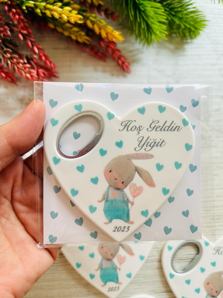 Tavşan Temalı Kalp Magnet