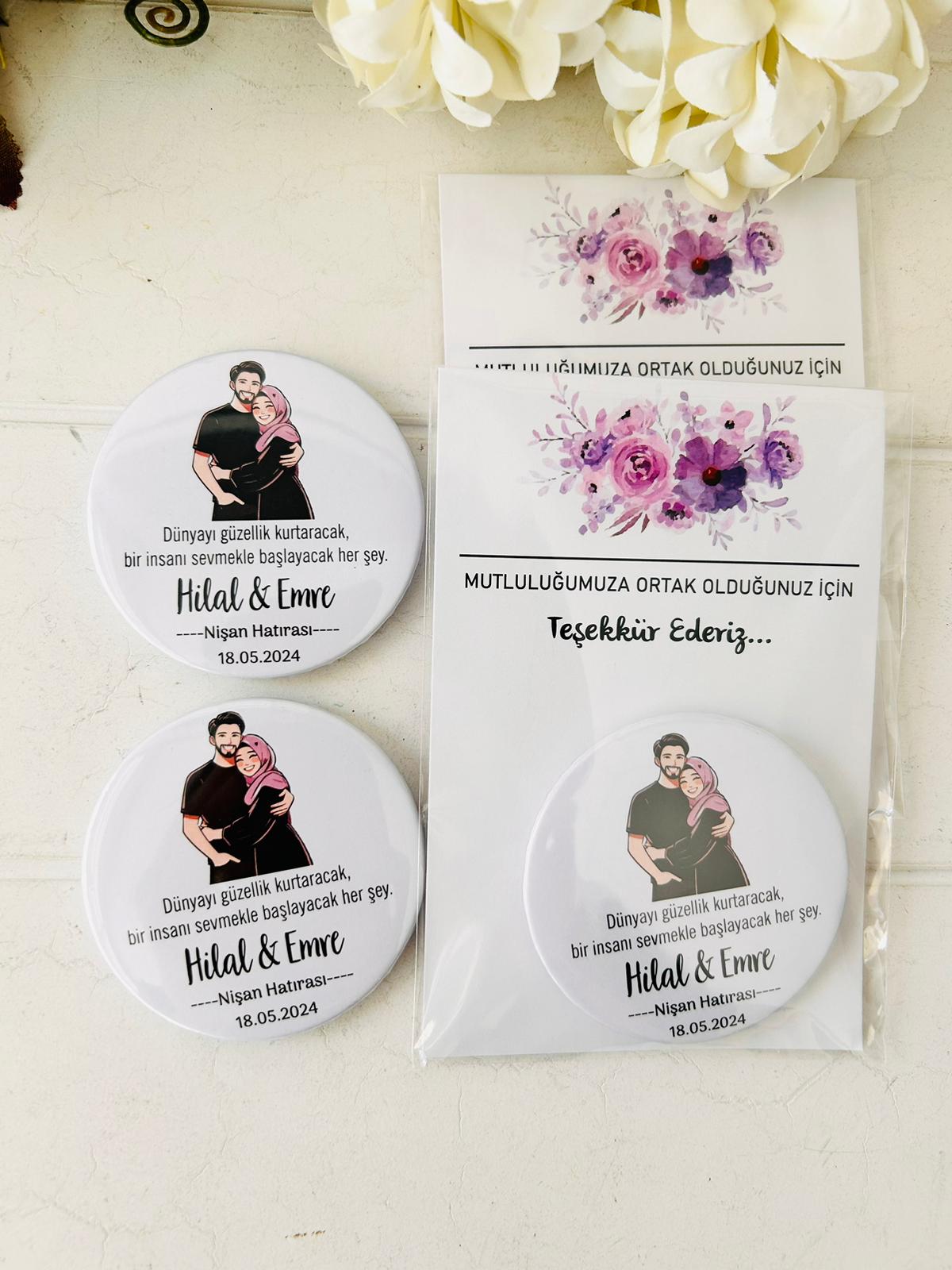 Gelin ve Damat Buton  Açacaklı Magnet