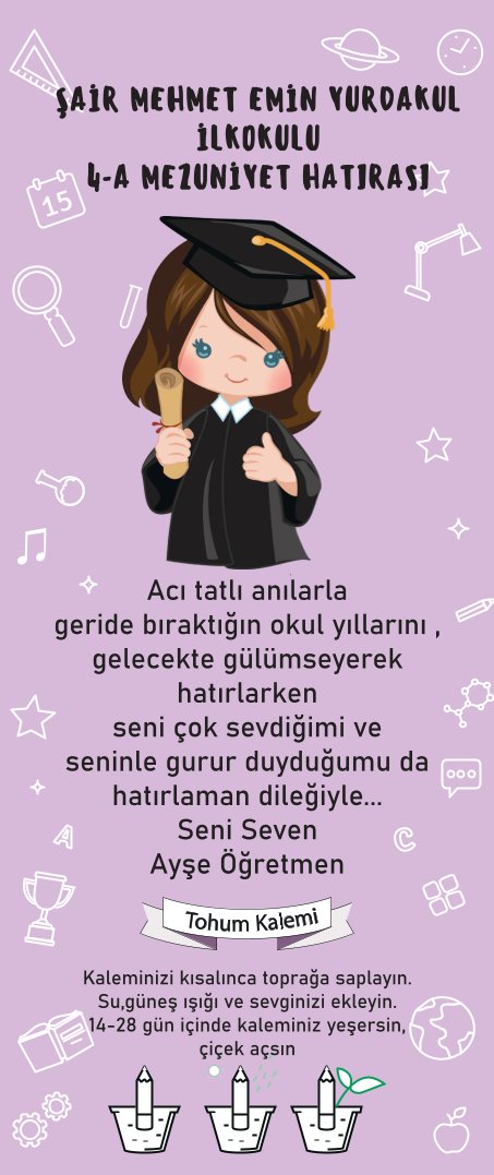 Mezuniyet-Okul Temalı  Tohumlu Kalemi