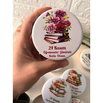 ��retmenler G�n�  Mumlu  Mini Metal Kutu ( Kar���k Desen Yollan�r)