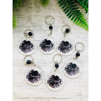 Suluboya Desen Temal� Pleksi Anahtarl�k