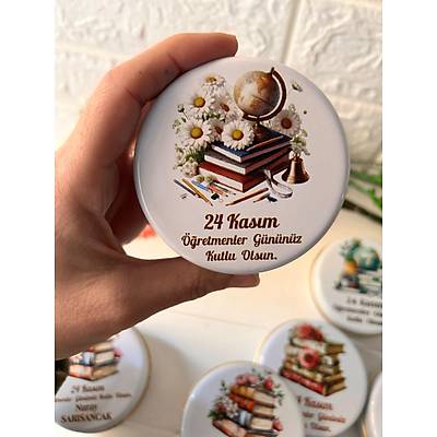 ��retmenler G�n�  Mumlu  Mini Metal Kutu ( Kar���k Desen Yollan�r)