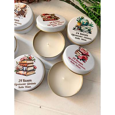 ��retmenler G�n�  Mumlu  Mini Metal Kutu