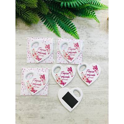 Pembe iekli Temal Kalp Magnet
