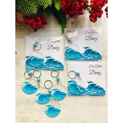 Deniz Dalga Temal� Pleksi Anahtarl�k