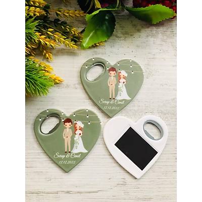 Gelin ve Damat Temal Kalp Magnet
