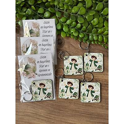 Seri Sonu Kuran Kursu Ah�ap Anahtarl�k 5x5 cm