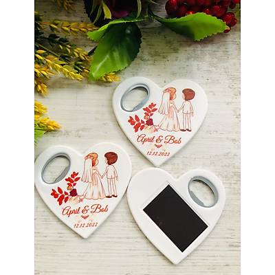 Gelin ve Damat Temal� Kalp Magnet