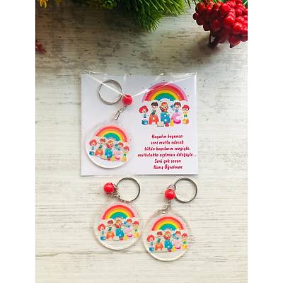 ��renci-Okul-Okuma Temal� Pleksi Anahtarl�k