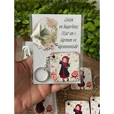 Seri Sonu Kuran Kursu Ah�ap Anahtarl�k 5x5 cm