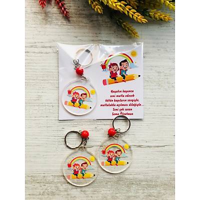 ��renci-Okul-Okuma Temal� Pleksi Anahtarl�k