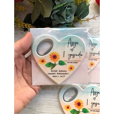 Ay�i�ek Temal� Kalp Magnet