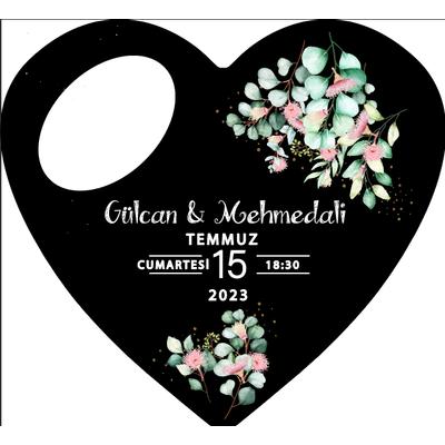 Siyah Ye�il �i�ek  Temal� Kalp Magnet