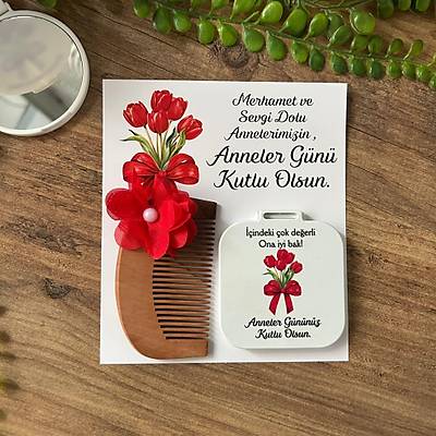 Anneler G�n� Hediyelik Set - Ayna ve Ah�ap Tarak