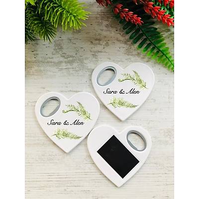 Yeil iekli Kalp Magnet
