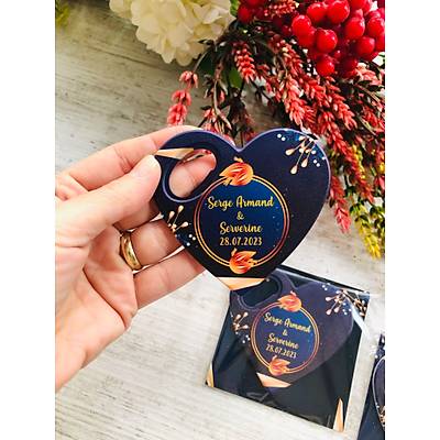 Lacivert Gold Temal Kalp Magnet