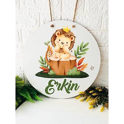 38 cm Ah�ap Kap� S�s�- Yavru Aslan Temal�