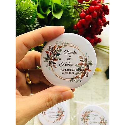 Kahve iekli Temal Buton  Aacakl Magnet