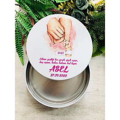 Uv Bask�l� Bo� Metal Kutu Anne Baba Bebek Eli