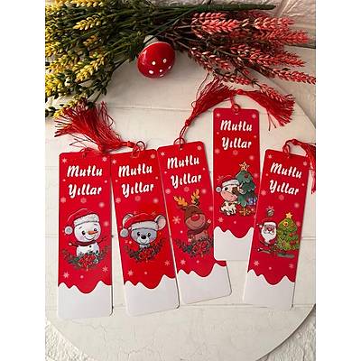 Noel-Yeni Y�l-Y�lba�� Temal� Kitap Ayrac� (Desenler Kar���k Yollan�r)