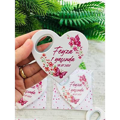 Pembe iekli Temal Kalp Magnet
