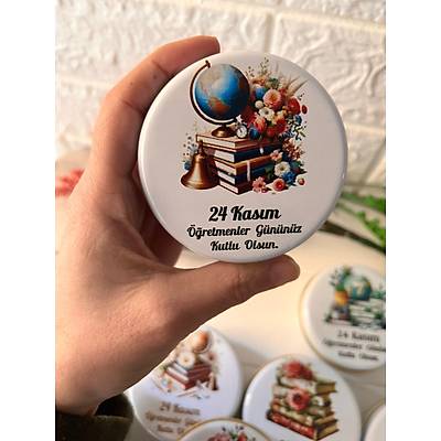��retmenler G�n�  Mumlu  Mini Metal Kutu ( Kar���k Desen Yollan�r)