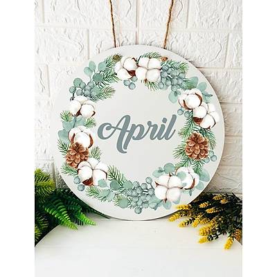 38 cm Ah�ap Kap� S�s�- �i�ekli Pamuk Temal�