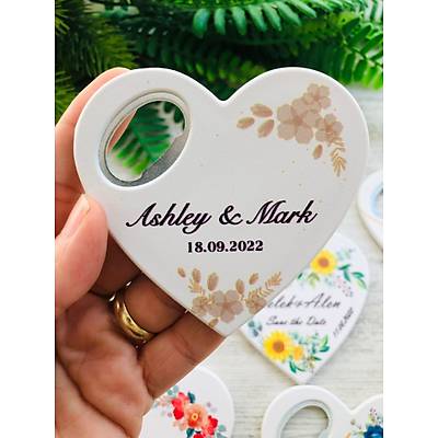 Bej Kahve iekli Kalp Magnet