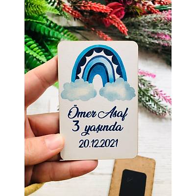 Mavi Bohem Gkkua Temal 3 mm Ahap Magnet