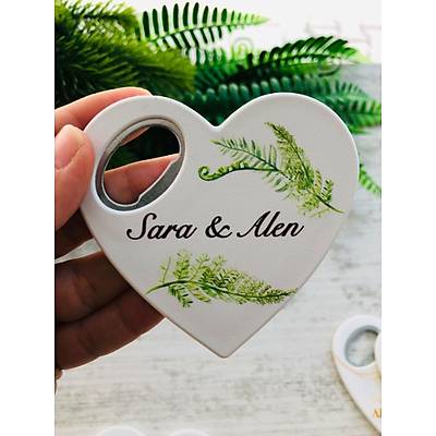 Yeil iekli Kalp Magnet