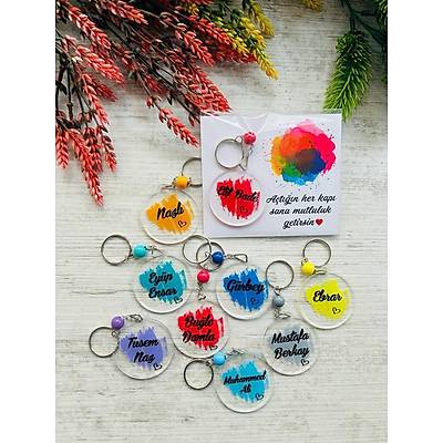 Kar���k Suluboya  Temal� Pleksi Anahtarl�k